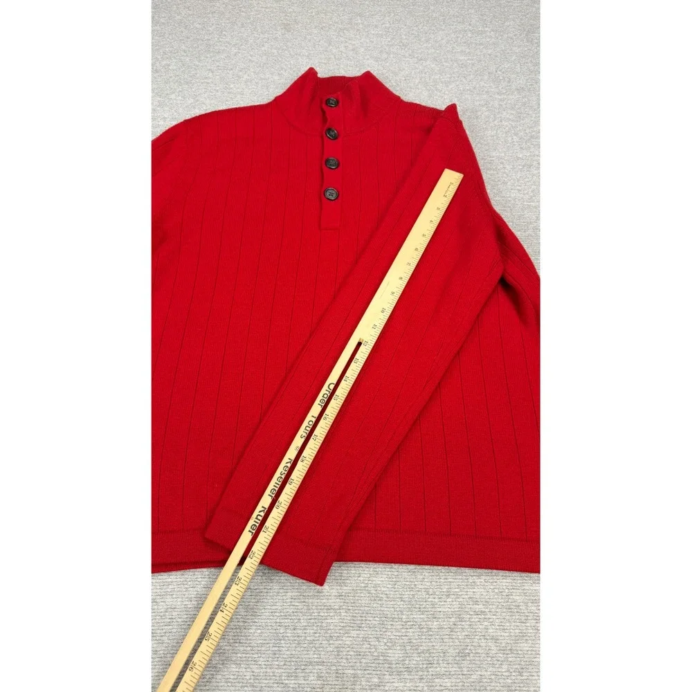 Banana Republic Mens Red Extra Fine‎ Merino Wool Mock Neck Ribbed Sweater Large